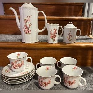 Vintage 12pc Romania ARGO Porcelain Floral Tea Set